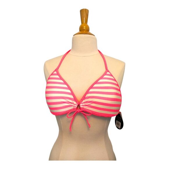 Barbie⭐NWT⭐Body Glove Push Up Cleavage builder bikini top Neon Pink Stripes - Picture 7 of 15